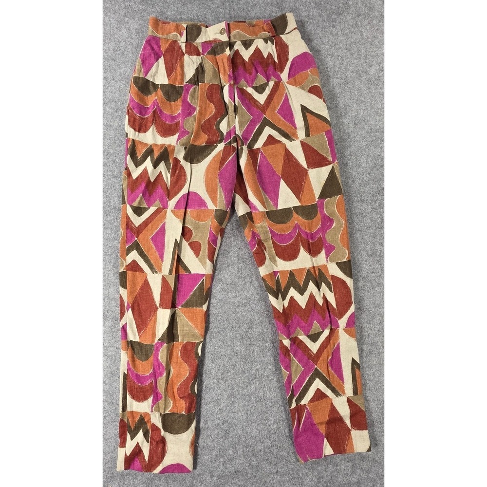 Bernard Zins Paris Size 10 Pleated, Lined Trousers Abstract Geometric Vintage